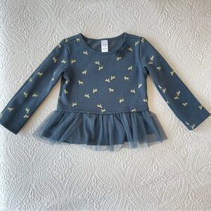 Carter's tutu peplum long sleeve sweatshirt navy gold horses
